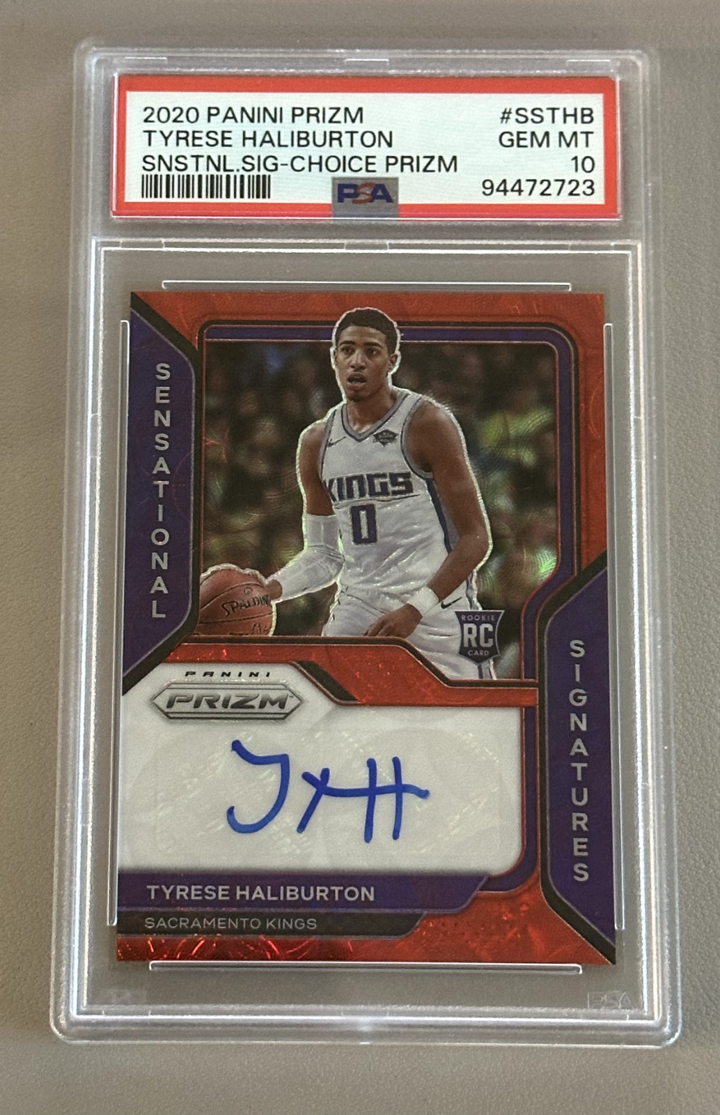 2020 Panini Prizm Tyrese Haliburton RC Auto - Choice Red Rookie PSA 10 GEM MINT