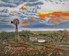  Prairie windmill  Landscape  print with frame.