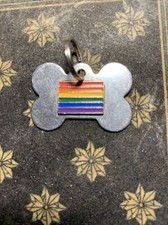 Gay Pride Pet Dog Collar Small Bone ID Tag
