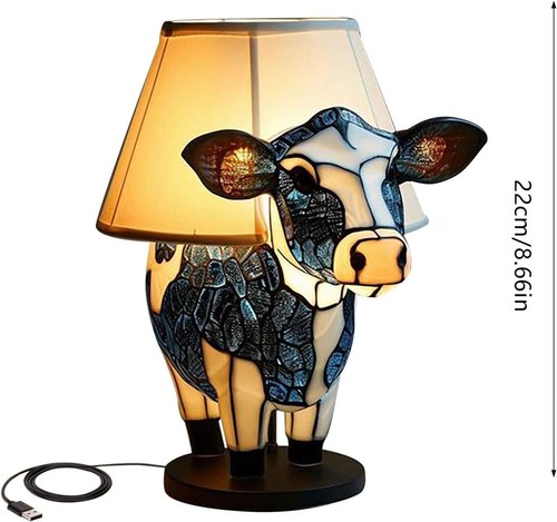 Yevheniy Highland Cow Resin Table Lamp - Cute 3d Animal Night Light with USB ... - Picture 5 of 6