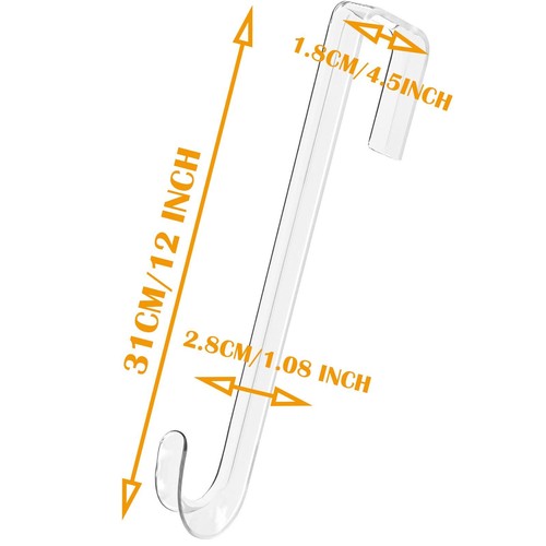 2 Pack 12" Clear Wreath Hangers Non Scratch Over The Door Hooks for Front Doors - Picture 3 of 6