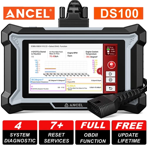 ANCEL DS100 OBD2 Scanner ABS SRS TCM Engine Code Reader Car Diagnostic Scan Tool