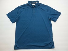 Ben Hogan Polo Shirt Mens Large Golf Short Sleeve Classic Collared Striped Blue