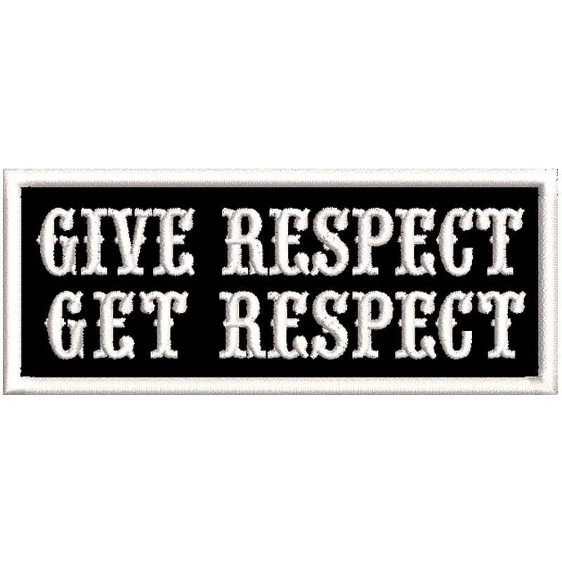 EIGENPRODUKTION Gestickter Aufnäher Patch GIVE GET RESPECT 10x4cm Moped Biker Kutte Lifestyle M3