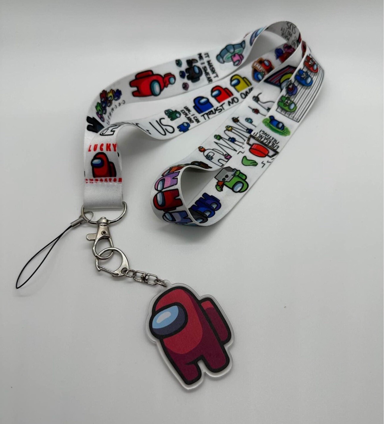 Anime Animal Design Plastic Card Holder Lanyard Neck Strap Keychain 1PC-image