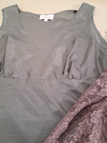 AVOCA ANTHOLOGY Boho Dress Brown Lace Slip with Liner Lagenlook Size 2 UK 12 - Picture 17 of 23