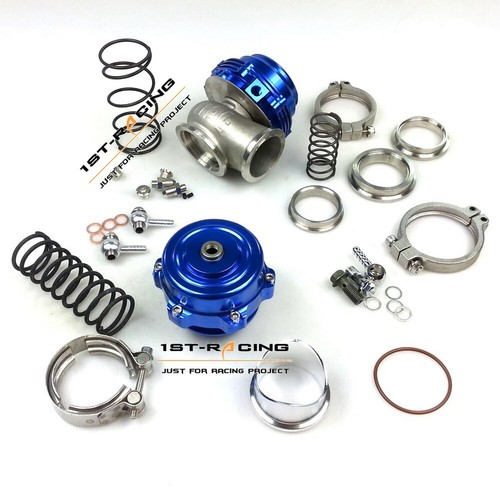 Universal Blue 50mm Blow Off Valve+MVR44mm V-Band Turbo External Wastegate 14PSI - Picture 2 of 4