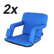 Set of 2 Stadium Seat Chair Reclining Seat Blue Bleachers Portable 5 Positions