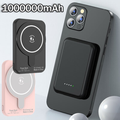 1000000mAh Magnetic Wireless Power Bank Portable Mag Safe Charger Fast Charging