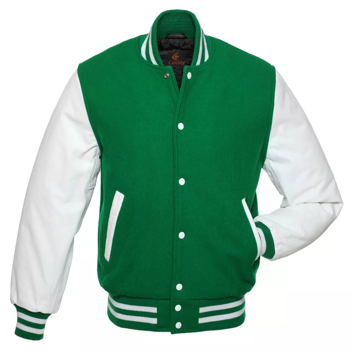 Green Wool Body Varsity Jacket