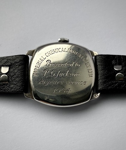1954 Garrard Silver cushion case watch Imperial Chemical Industries LTD ETA 1120 - Picture 13 of 17