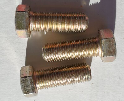 7/16-20 x 1-1/4'' Hex Bolt Yellow Chromate Zinc Grade 8 Screw Fine Thread USA x3