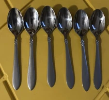 6 Place Oval Soup Spoons Oneida Jacqueline/Simba Stainless Flatware Frost