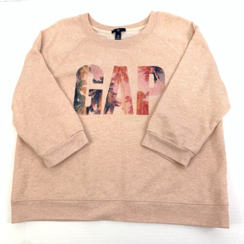 Gap Women's Logo Crewneck Sweatshirt Coral Floral Tropical Beach Size XXL 8509