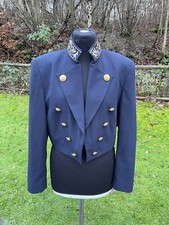 Mondi Vintage 80s Blazer Cropped Jacket Navy Gold Buttons Military Eu36 Uk 8 10