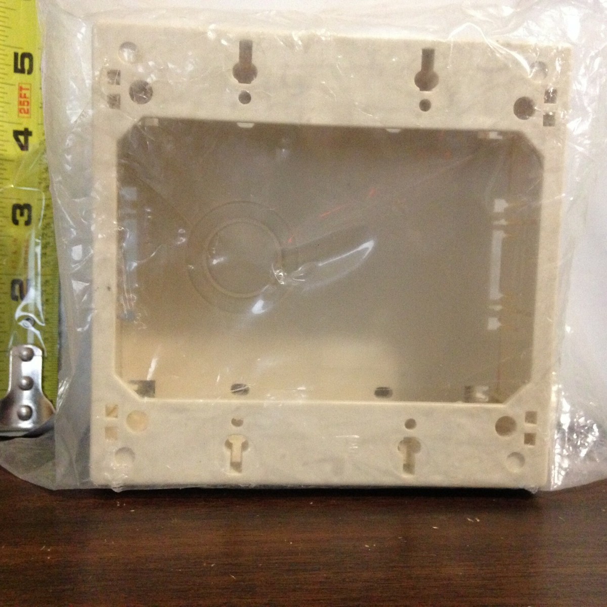 CableHider 2-Gang Outlet Box, PVC, Almond Paintable 1-3/4