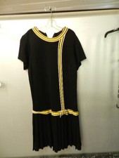 true Vintage zip back black / Yellow Skirt Dress