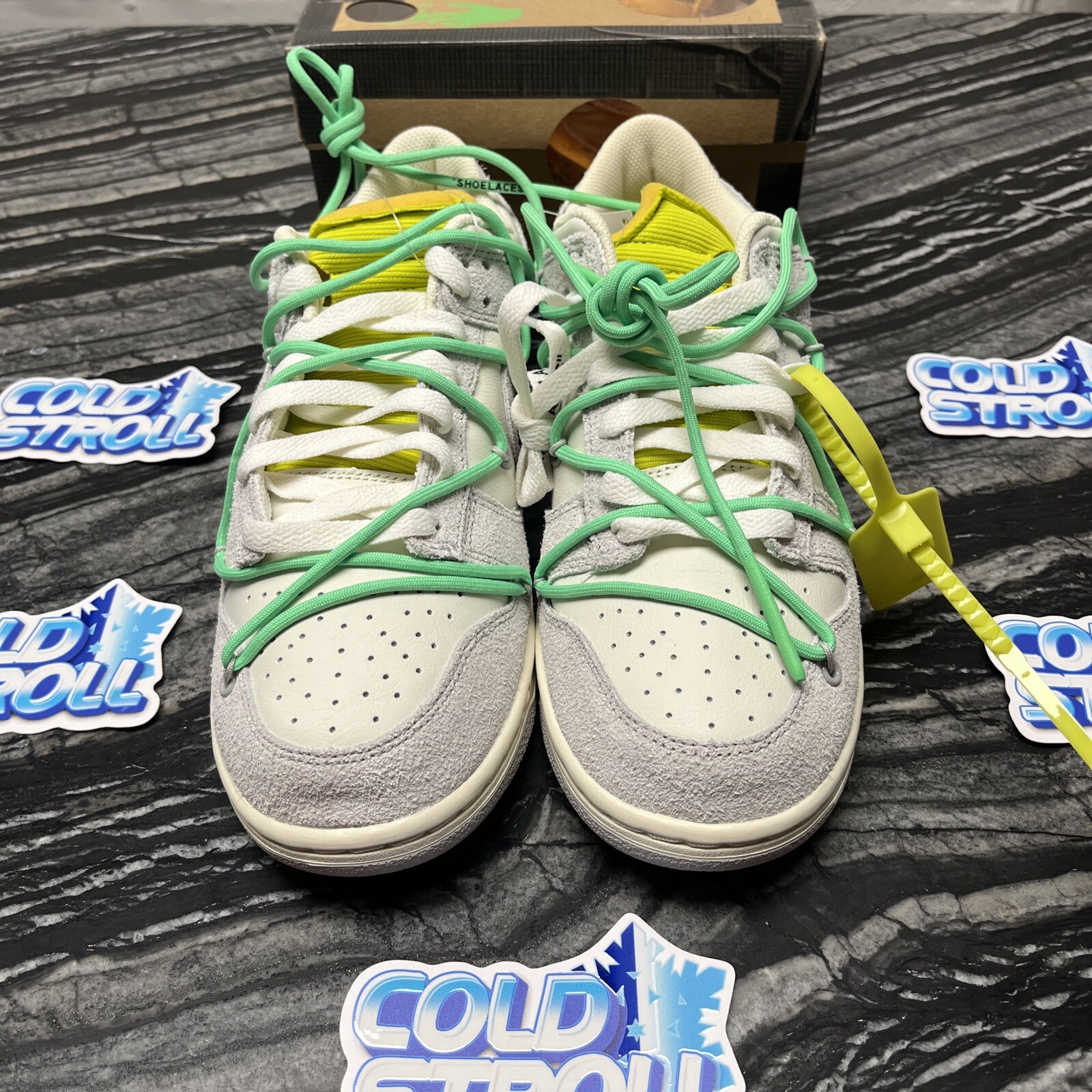 OFF WHITE X NIKE BIANCO SPORCO x NIKE DUNK LOW SAIL GRIGIO NEUTRO NUOVO CON SCATOLA TAGLIA 8