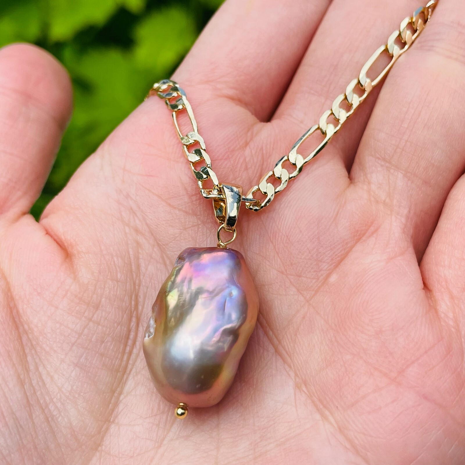 Collier doré à l'or fin perle de culture baroque d'eau douce 48cm femme
