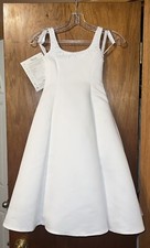 Wedding Flower Girl White Sleeveless Button Back Sequins First Communion Size 2