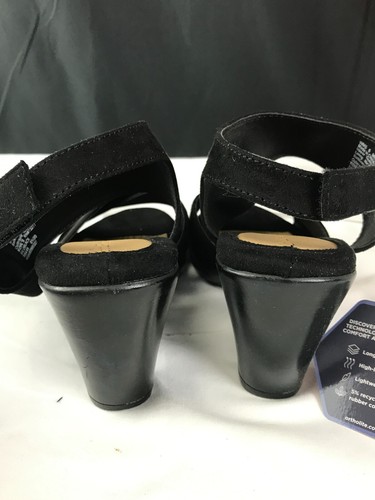 Croft & Barrow Ortholite Black High Heel Open Toe Sandals Size 6 Medium - Picture 12 of 15