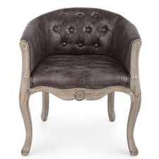 POLTRONA VINTAGE PELLE FRANCESE CAPITONNE' ETNICA INDUSTRIAL CHIC 60x60H70 Mobil