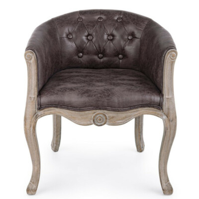 POLTRONA VINTAGE PELLE FRANCESE CAPITONNE' ETNICA INDUSTRIAL CHIC