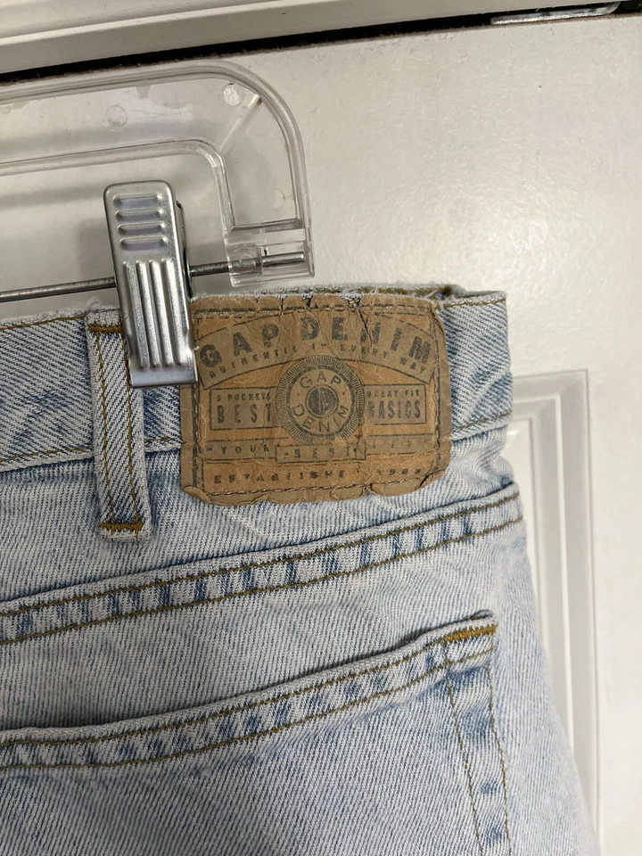 Pantalones Cortos De Colección GAP Jean Para Hombres 38 Calce Suelto 9" Botón Mosca Y2K Años 90 Denim Hecho en EE. UU. Foto 4 de 4