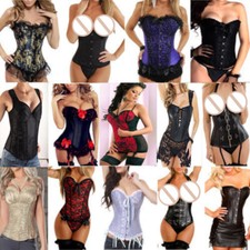 Women Basic Lace up Boned Plus Size Corset Bustier Waist Training Sexy Lingerie