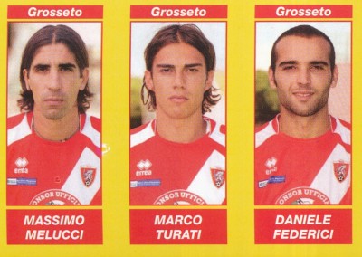 571 MELUCCI - TURATI - FEDERICI US.GROSSETO STICKER FUSSBALLSPIELER 2010 PANINI