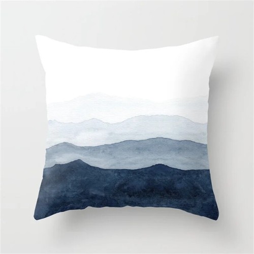 Blue Marble Cushion Cover Ink Flower Geometric Polyester Pillow Cover Print - Picture 33 of 64