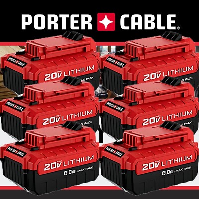 Pack 8.0Ah 20 Volt Lithium-Ion Battery for PORTER CABLE 20V Max PCC680L PCC685L