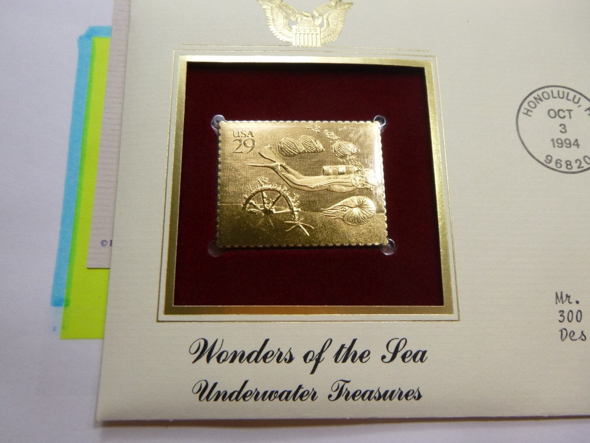 UNDERWATER TREASURES WONDERS OF SEA 1994 1ST DAY ISSUE USPS 22KT