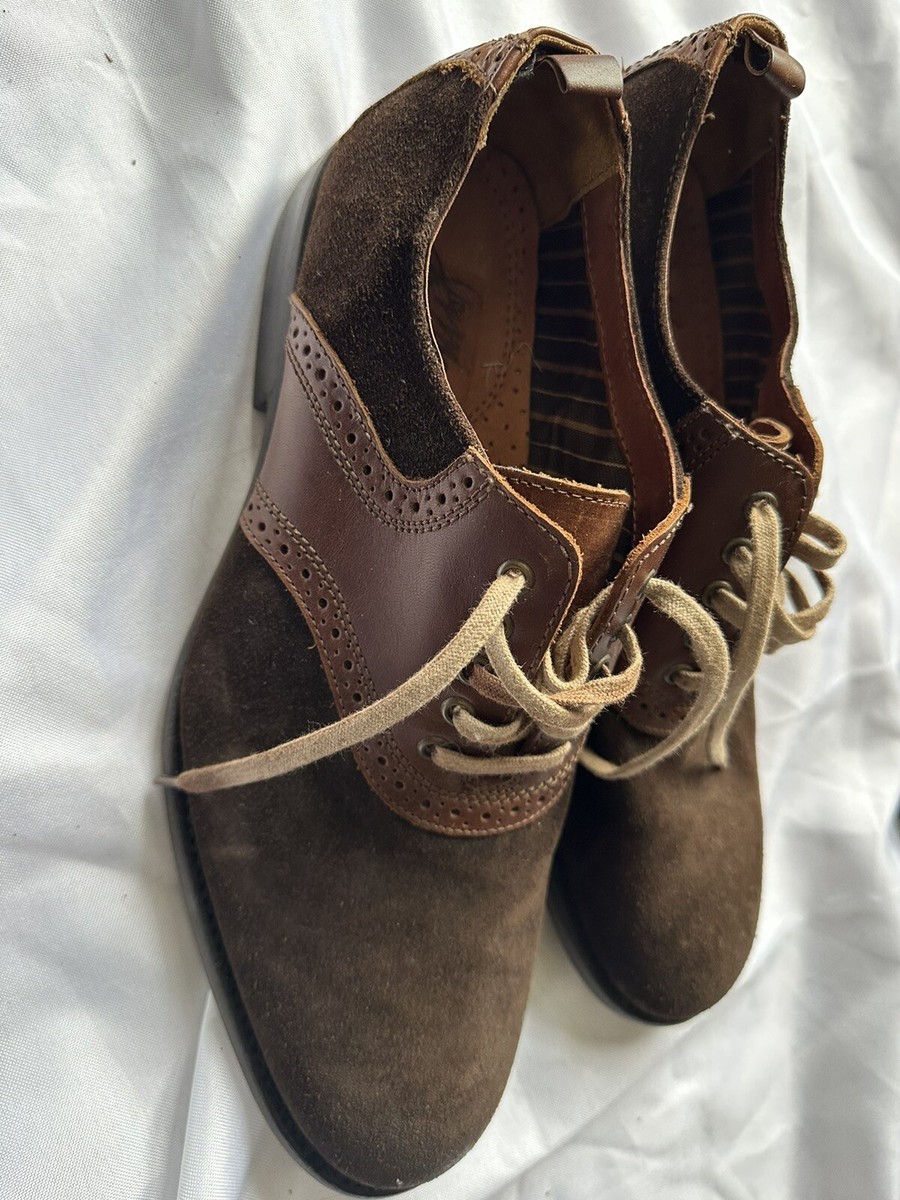 Johnston & Murphy Oxford suede shoe Sz 12 Johnston And Murphy Brown Suede Dress Shoes W/ Blue Soles  main image 2