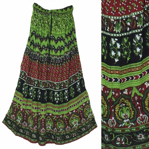Indian Ethnic Floral Long Maxi Broomstick Skirt For Women Boho Hippie Gypsy P139