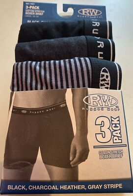 RW Rugged Wear Men's Boxer Brief 3Pack Cotton Stretch Sz L