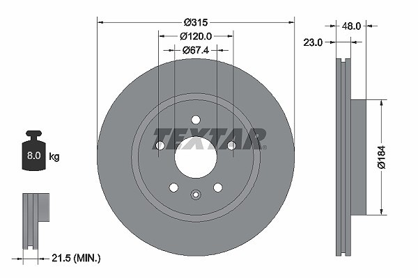 2X Textar Bremsscheibe Hinterachse U.A. FüR Buick, Cadillac, Chevrolet, Opel-image