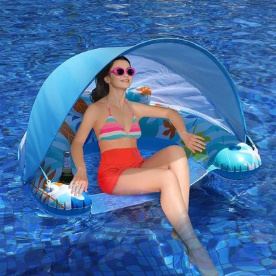 LAYCOL Pool Float with Canopy - Inflatable Pool Chair for Adults