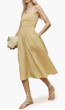 NWOT Reformation Kerrie Smocked Stretch Organic Cotton Sundress Yellow size 12