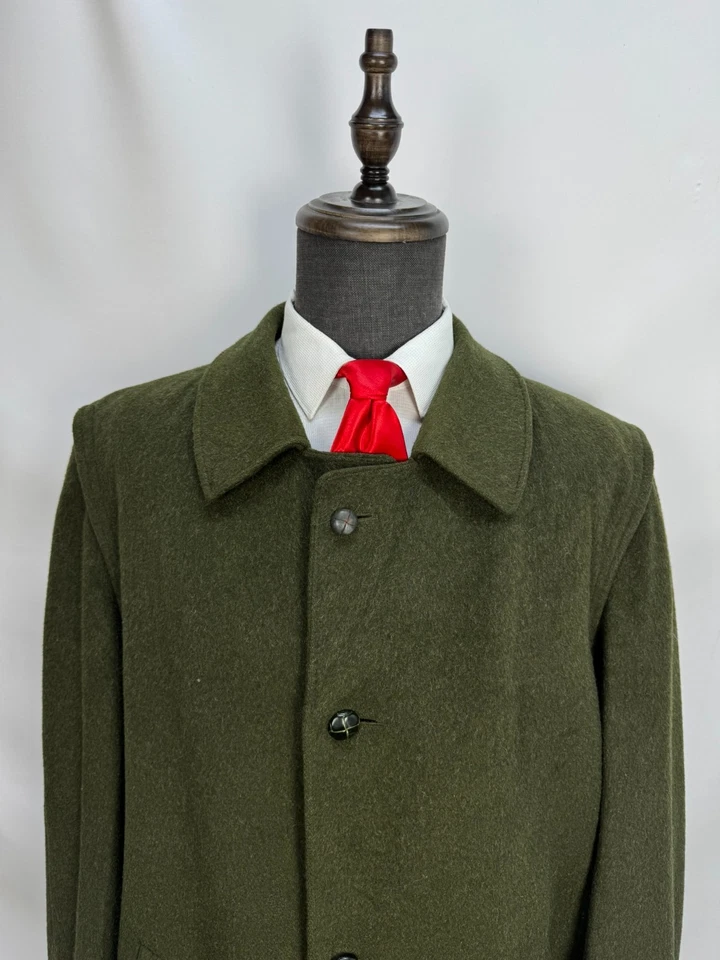 Vintage STEINBOCK original Himalaya Loden Wool dark olive green Overcoat 48L 50L - Image 3 of 4