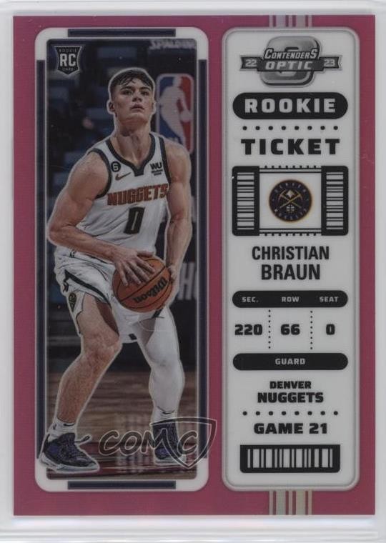 2022 Panini Contenders Optic Rookies Pink Prizm 59/75 Christian Braun #5 RC 1j7s