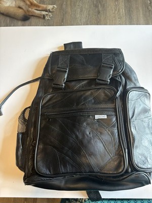 Black Patchwork Buttery Soft Leather Rucksack With Many Zippered Compartments