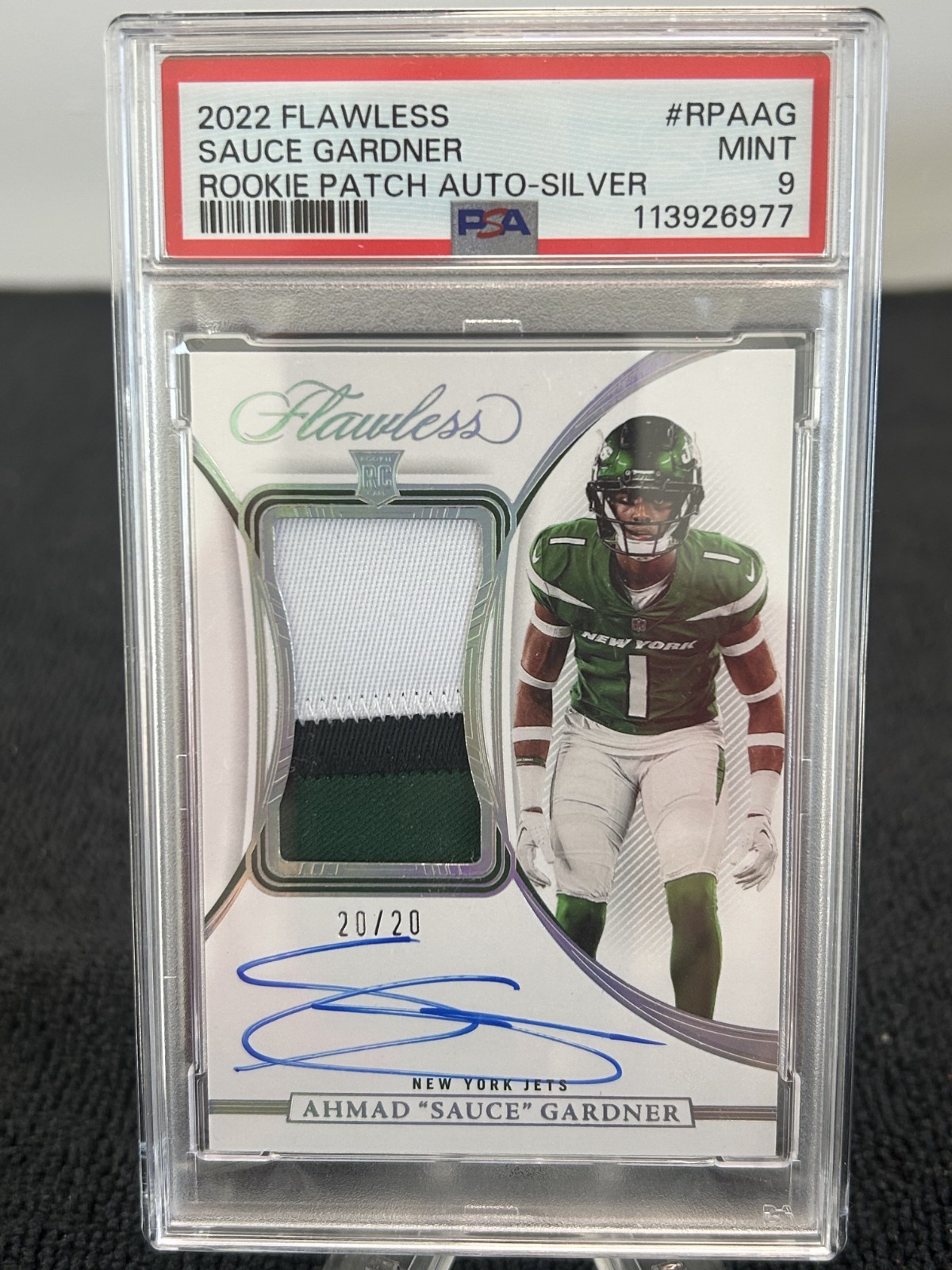 🛡️ 2022 Flawless Ahmad “Sauce” Gardner RPA Silver 20/20 🎯 Tri-Color Patch