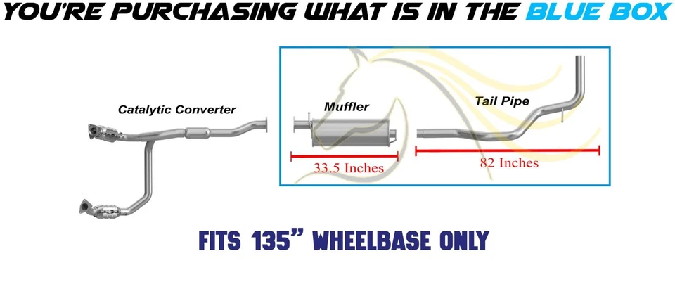 Stainless Steel Muffler Tail Pipe Kit fits: 2010-17 GMC Savana 2500 4.8L & 6.0L - Image 3 of 4