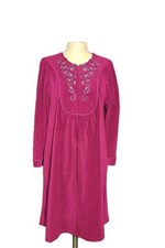 Vanity Fair Velour Robe Housecoat Burgundy Pink 1/4 Zip Winter Sz Small Vintage