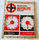 Registered Autolite Dealer Vintage Window Plastic Sign Open Closed Clock Face