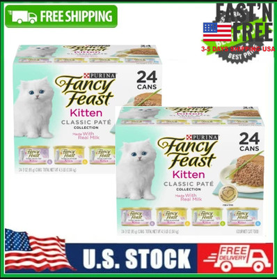 Purina Fancy Feast Classic Pate Wet Cat Food for Kittens, 3 oz Boxes (48 Pack)