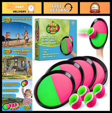 Toss and Catch Ball Game Set - 4 Paddles  Sticky Balls - Outdoor Fun for Kids 4