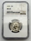 1939-P Washington Silver Quarter 25C NGC MS65 BU UNC Philadelphia US Coin BM1