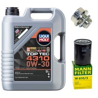 MotoröL Filter Set Liqui Moly 0W-30 5 Liter + Schraube FüR Peugeot 4007 4008 1.6